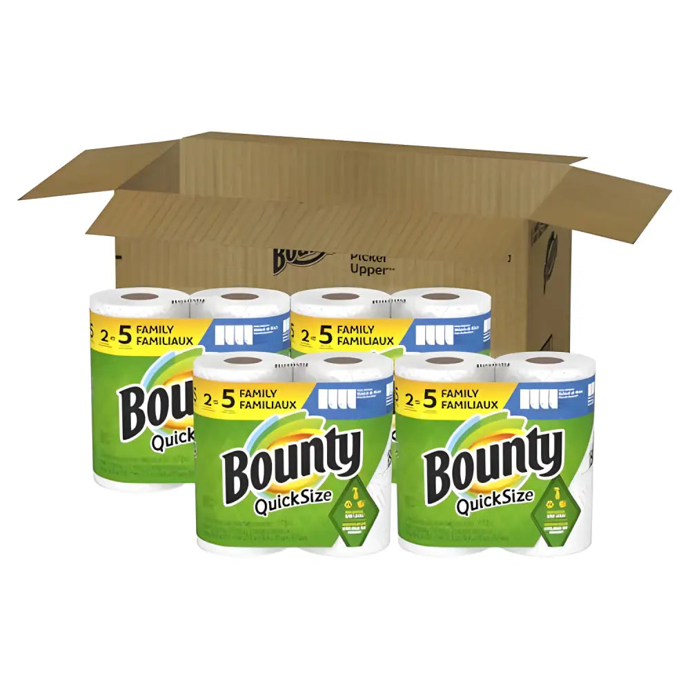 Mega Bounty Quick-Size Paper Towels for powerful cleaning and quick absorbency