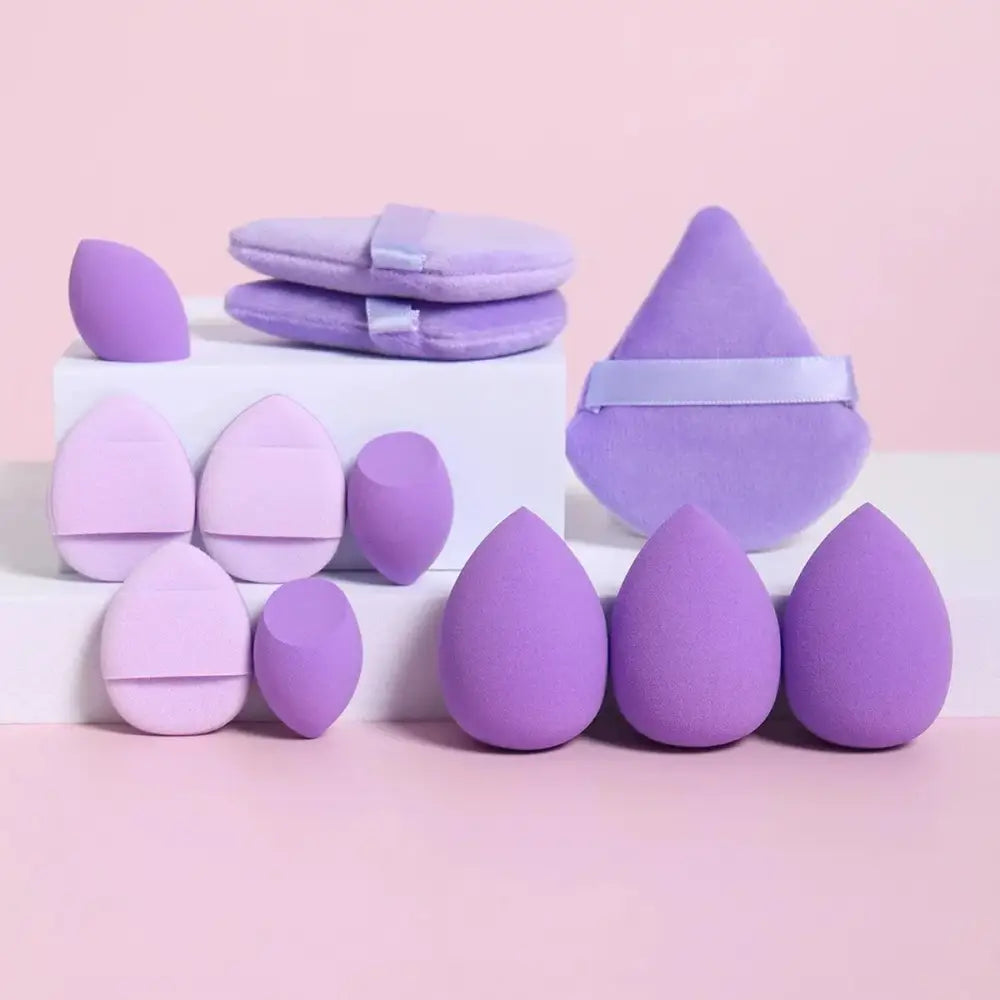 Assorted purple makeup sponges from the 12-piece all-purpose makeup sponge set