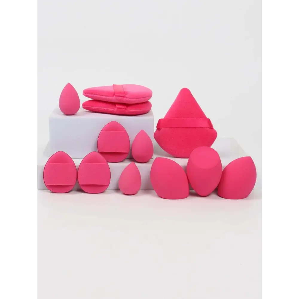 Mega Makeup Sponge Set with Pink Loose Powder Puffs for flawless application