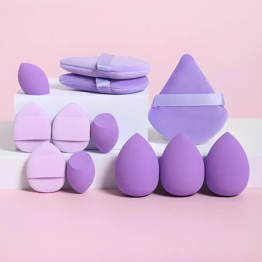 Purple makeup sponges from the Mega Makeup Sponge Set & Loose Powder Puffs