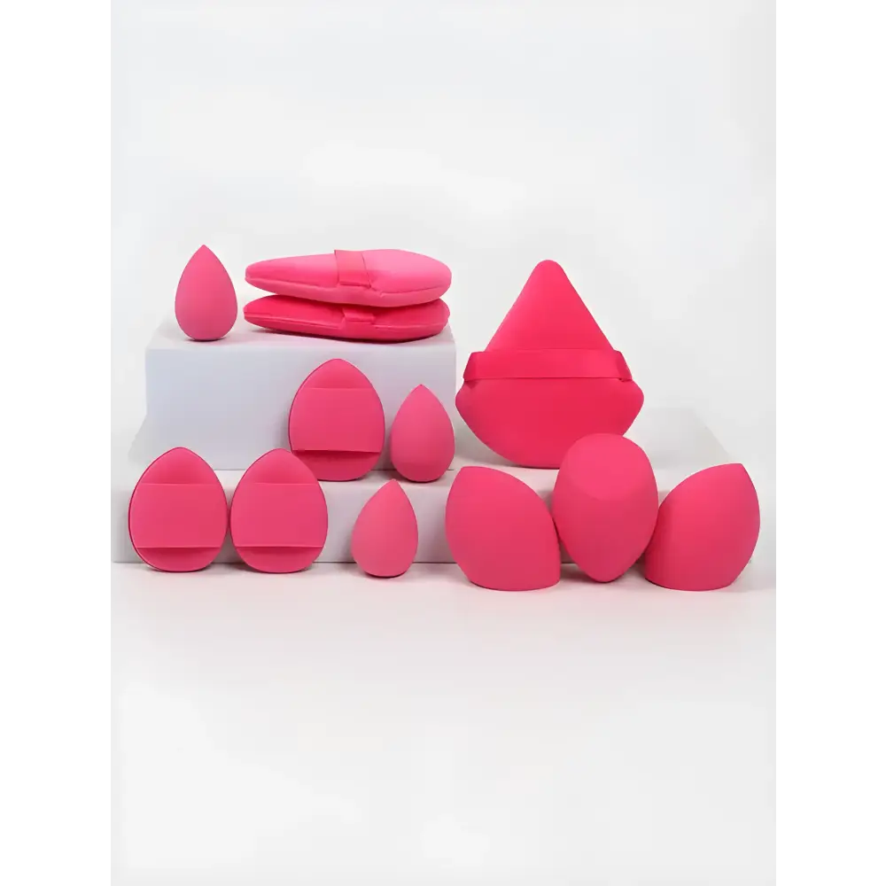 Assorted pink makeup sponges from the Mega Makeup Sponge Set & Loose Powder Puffs