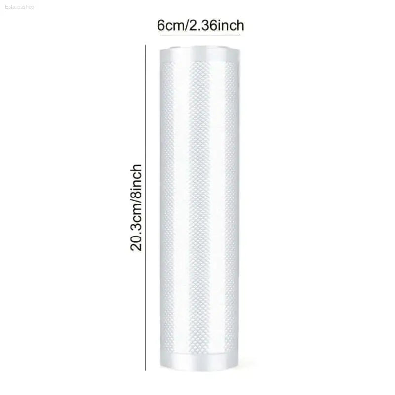 Clear vacuum sealer bag with dimensions.