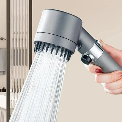 Gray MegaBlast High Pressure Portable Showerhead with water flowing and multiple modes