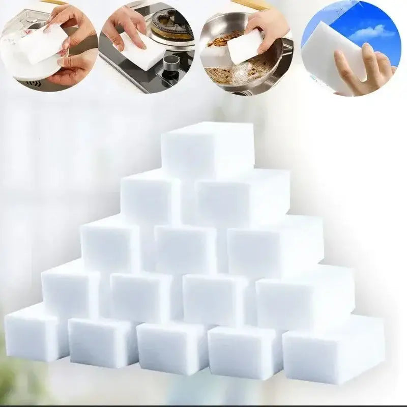 Stack of Melamine Sponge Magic Erasers 100*60*20mm for effortless cleaning