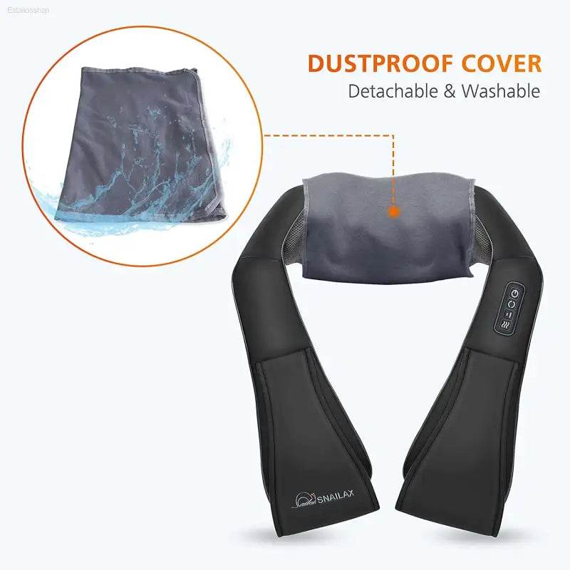 Neck and shoulder massager with detachable dustproof cover.
