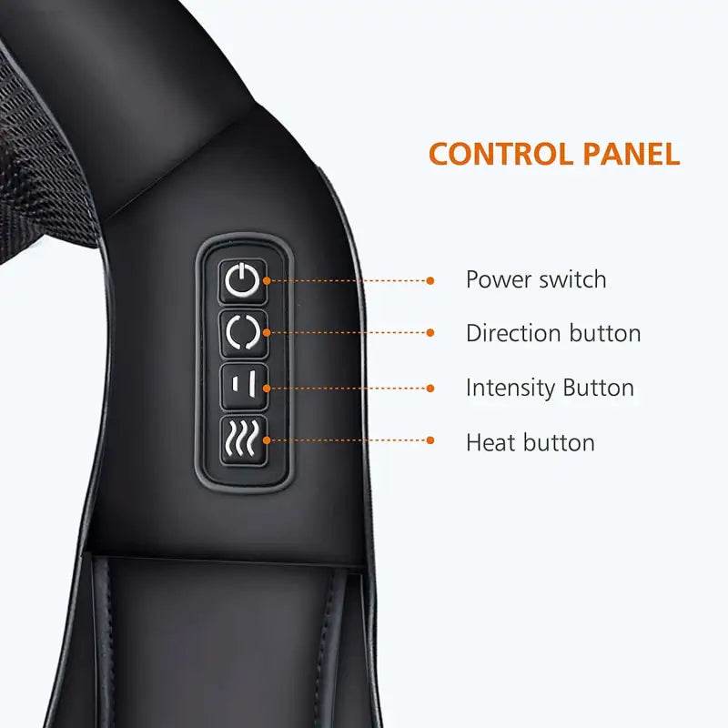 Black massage device control panel.
