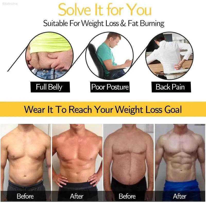 Men Weight Loss Shapewear T-Shirt Slimming Compression Shirt - Estalios