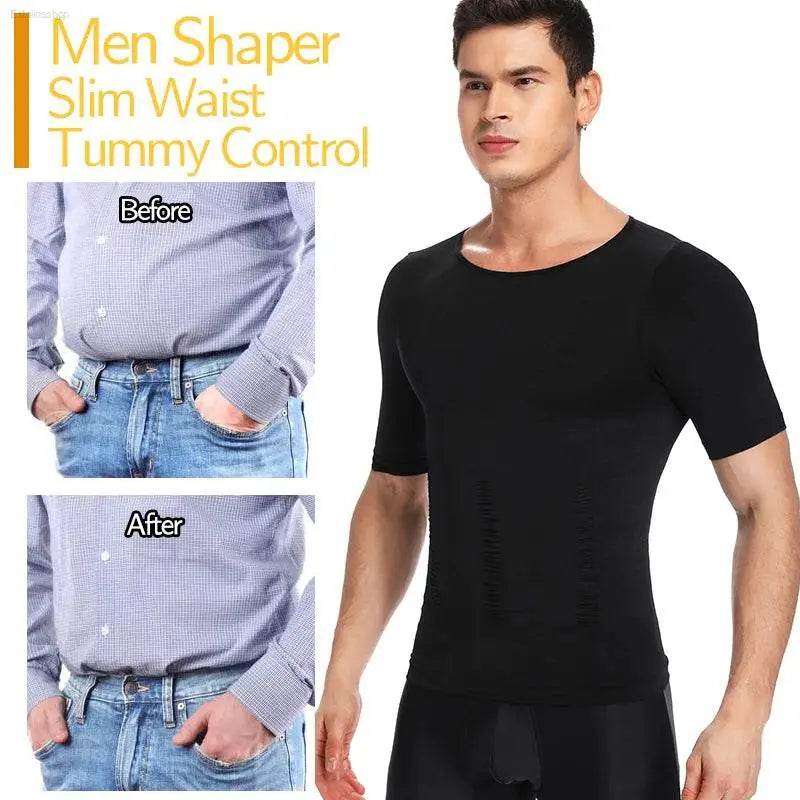 Men Weight Loss Shapewear T-Shirt Slimming Compression Shirt - Estalios