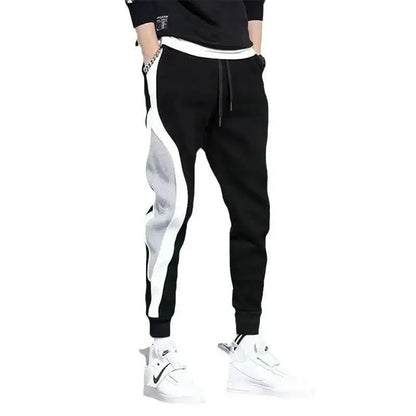 Black and gray patchwork wide loose casual pants for stylish men