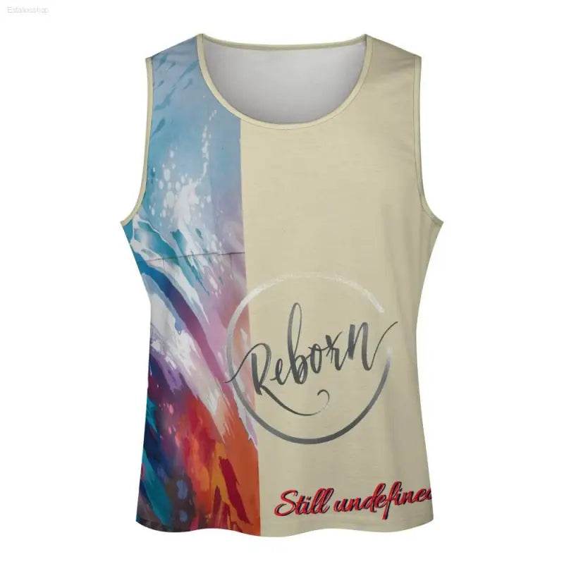 Sleeveless shirt with abstract design.