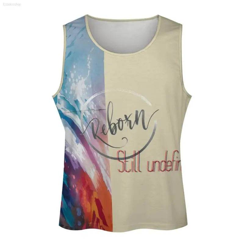 Sleeveless shirt with abstract design.