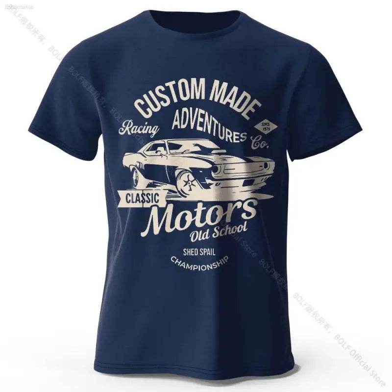 Men's Motors Printed Cotton Oversized Vintage Graphic Tee - Estalios