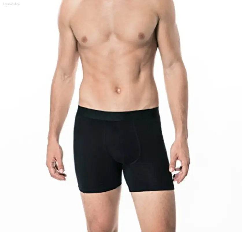 Men's Premium Cotton Boxer Briefs 2 Pack Black - Estalios