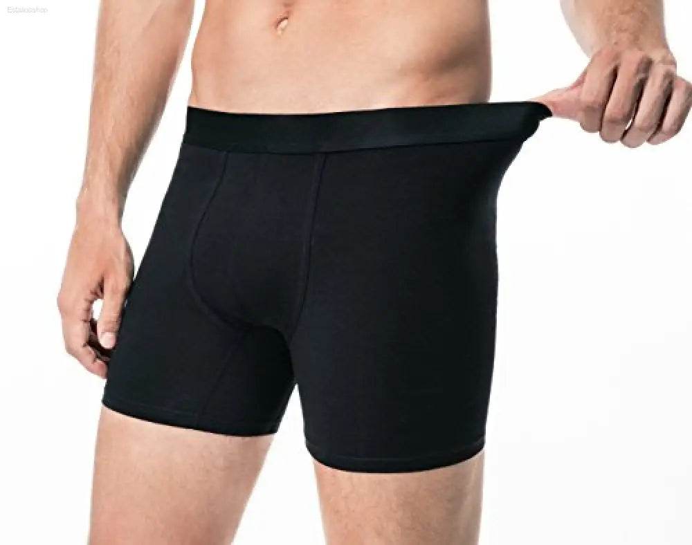 Men's Premium Cotton Boxer Briefs 2 Pack Black - Estalios