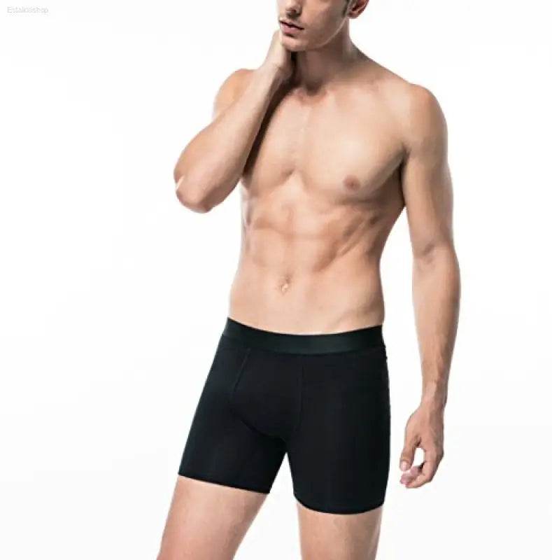 Men's Premium Cotton Boxer Briefs 2 Pack Black - Estalios