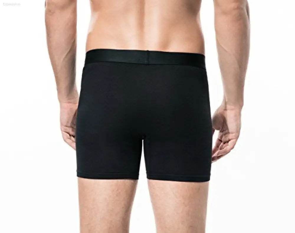 Men's Premium Cotton Boxer Briefs 2 Pack Black - Estalios