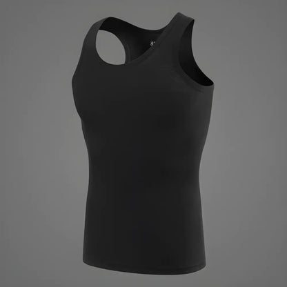 Black racerback tank top from the Men’s Pure Cotton Vest & Underwear Set, perfect for sports