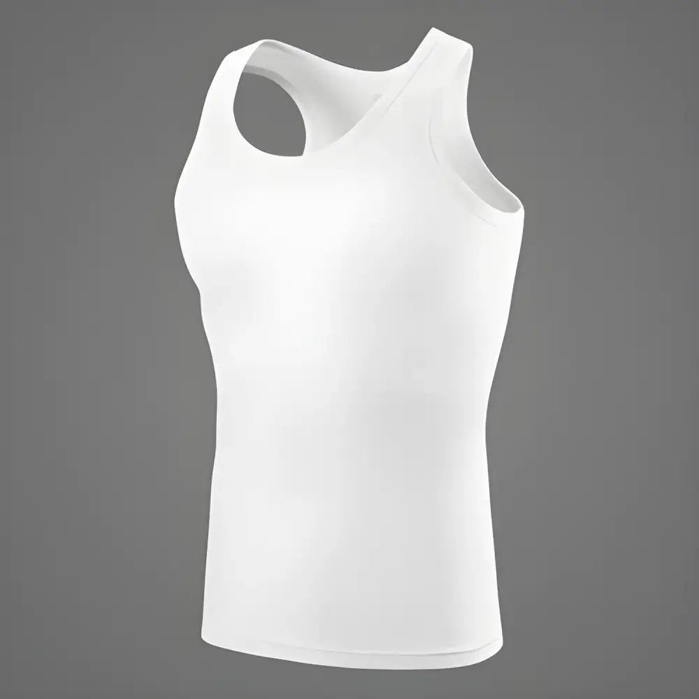 White racerback tank top from Men’s Pure Cotton Vest & Underwear Set, perfect for sports training