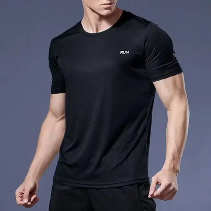 Black athletic t-shirt perfect for running shirts soccer and jersey sportswear mens