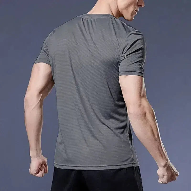 Gray athletic t-shirt from Mens Soccer Running Shirts & Jerseys, perfect for active guys