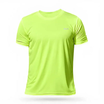 Neon yellow short-sleeved running shirt for soccer, perfect jersey sportswear mens style