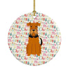 Merry Christmas Airedale Ceramic Ornament for Personalization - Estalios