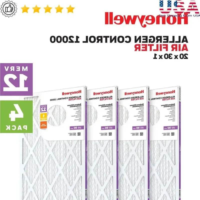 MERV 12 Pleated HVAC Air Filter 20x30x1 4 Pack Allergy Control - Estalios