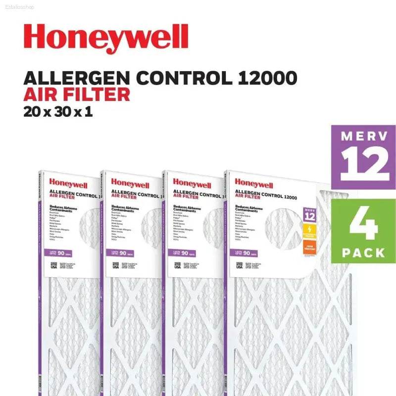 MERV 12 Pleated HVAC Air Filter 20x30x1 4 Pack Allergy Control - Estalios