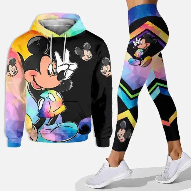 Trendy Stylish Mickey Mouse Floral Hoodie & Leggings Set - Estalios