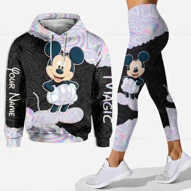 Trendy Stylish Mickey Mouse Floral Hoodie & Leggings Set - Estalios