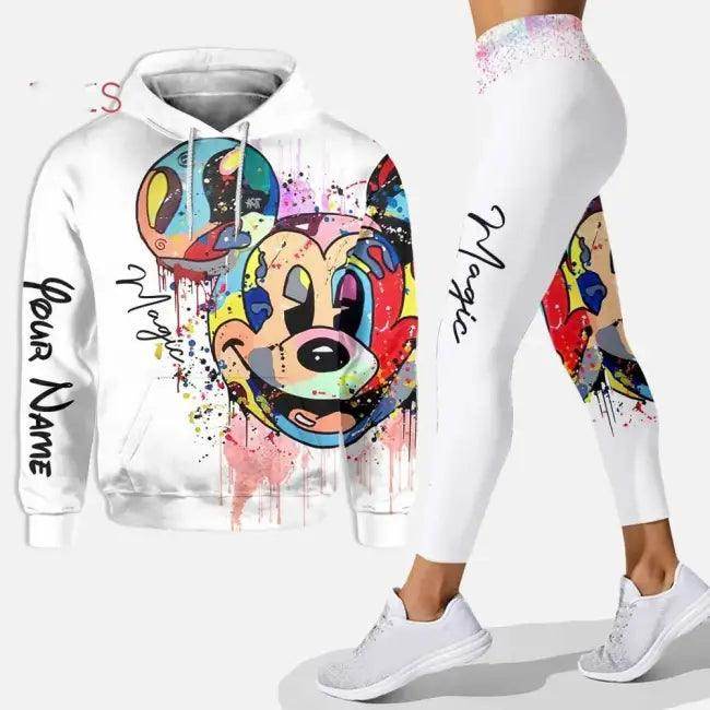 Trendy Stylish Mickey Mouse Floral Hoodie & Leggings Set - Estalios