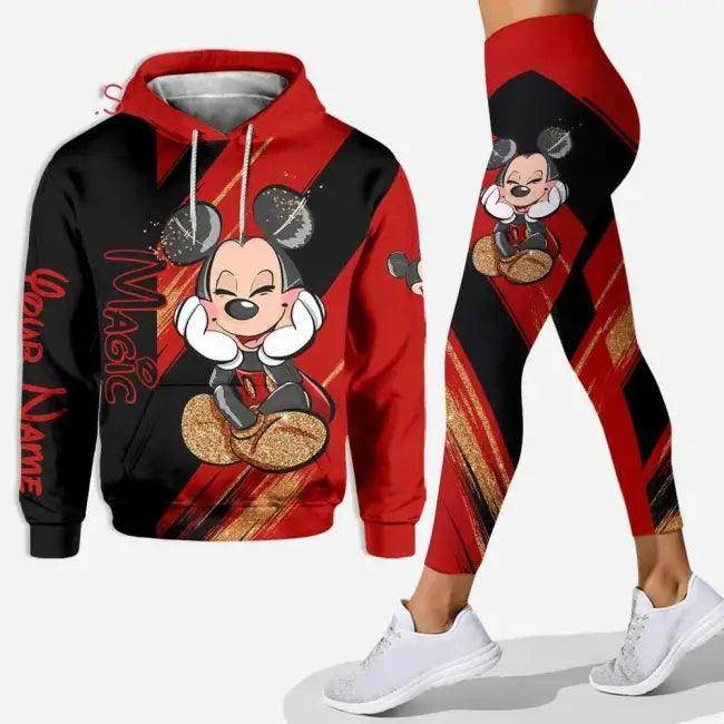 Trendy Stylish Mickey Mouse Floral Hoodie & Leggings Set - Estalios