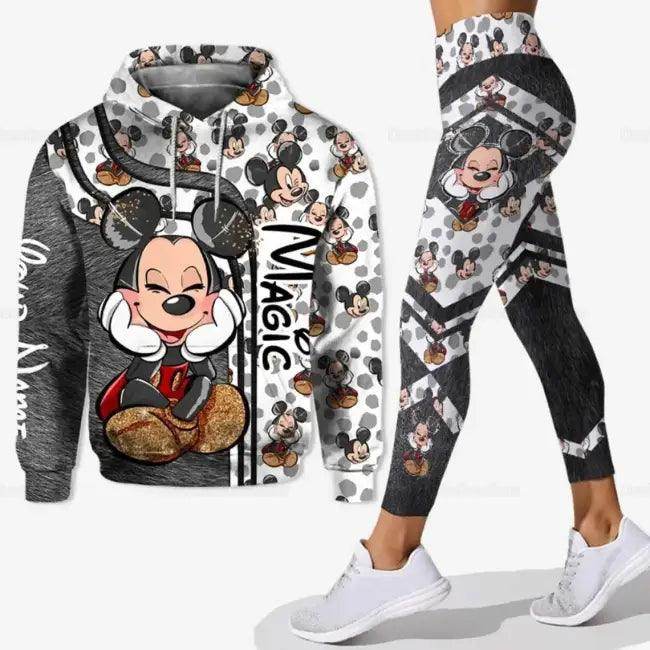 Trendy Stylish Mickey Mouse Floral Hoodie & Leggings Set - Estalios