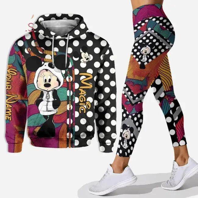 Trendy Stylish Mickey Mouse Floral Hoodie & Leggings Set - Estalios