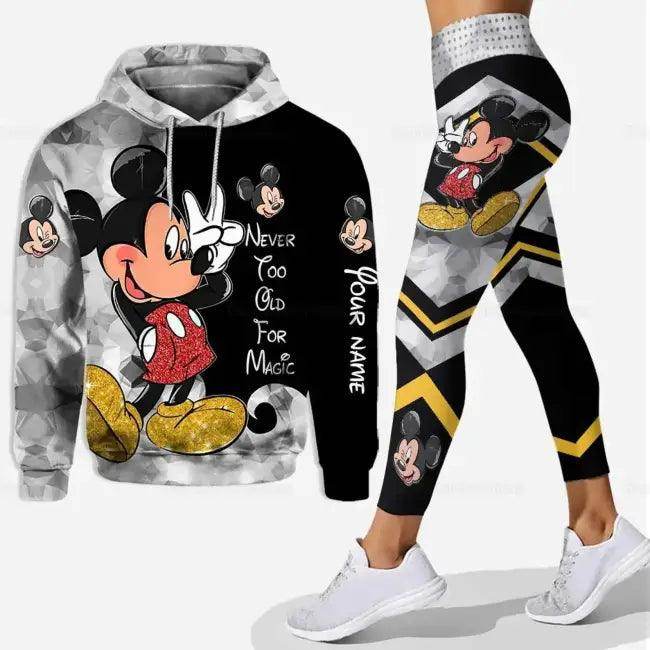 Trendy Stylish Mickey Mouse Floral Hoodie & Leggings Set - Estalios