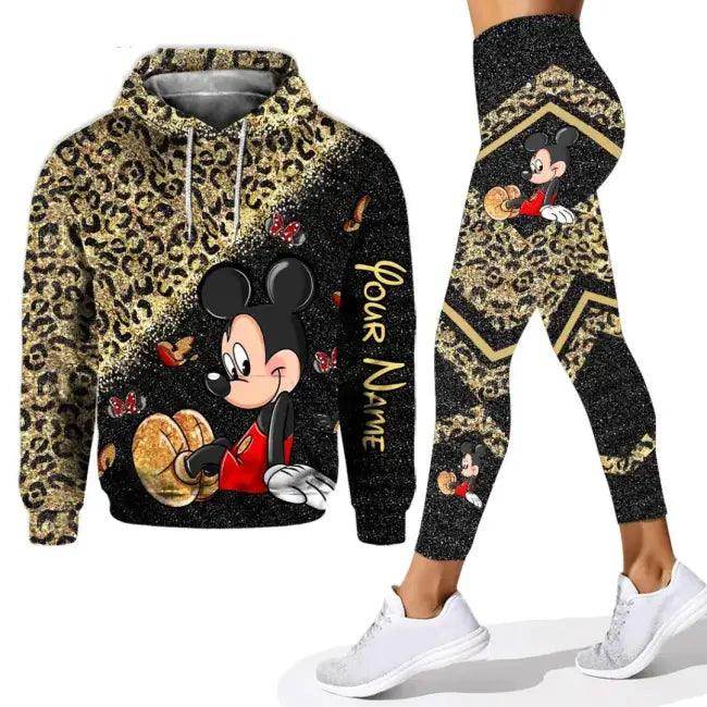 Trendy Stylish Mickey Mouse Floral Hoodie & Leggings Set - Estalios