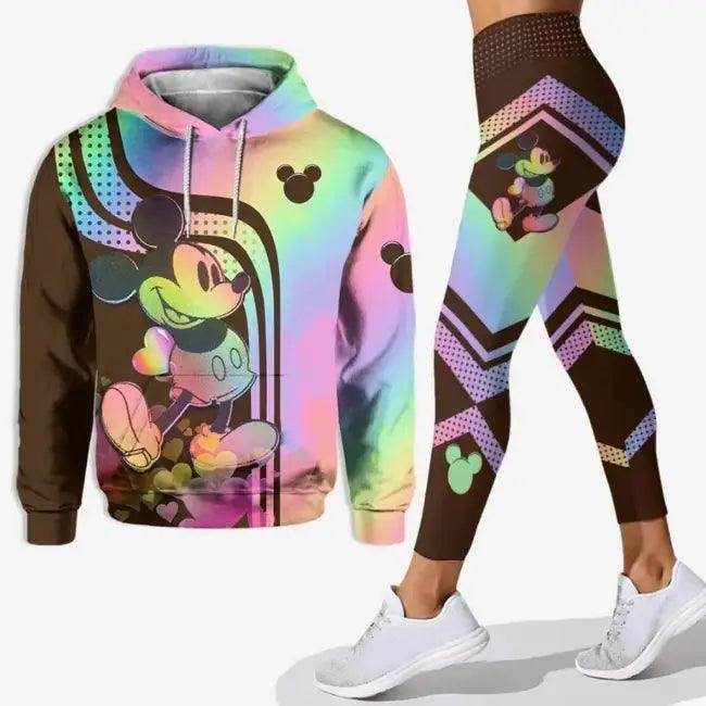 Trendy Stylish Mickey Mouse Floral Hoodie & Leggings Set.