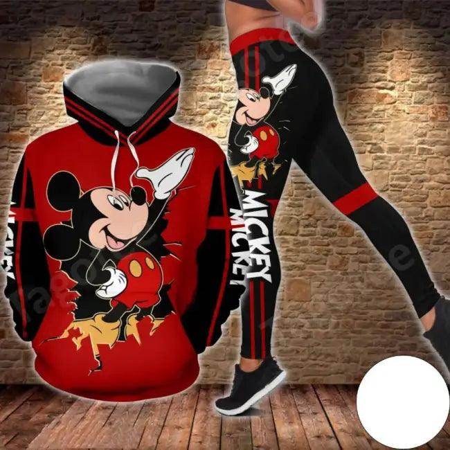 Trendy Stylish Mickey Mouse Floral Hoodie & Leggings Set - Estalios
