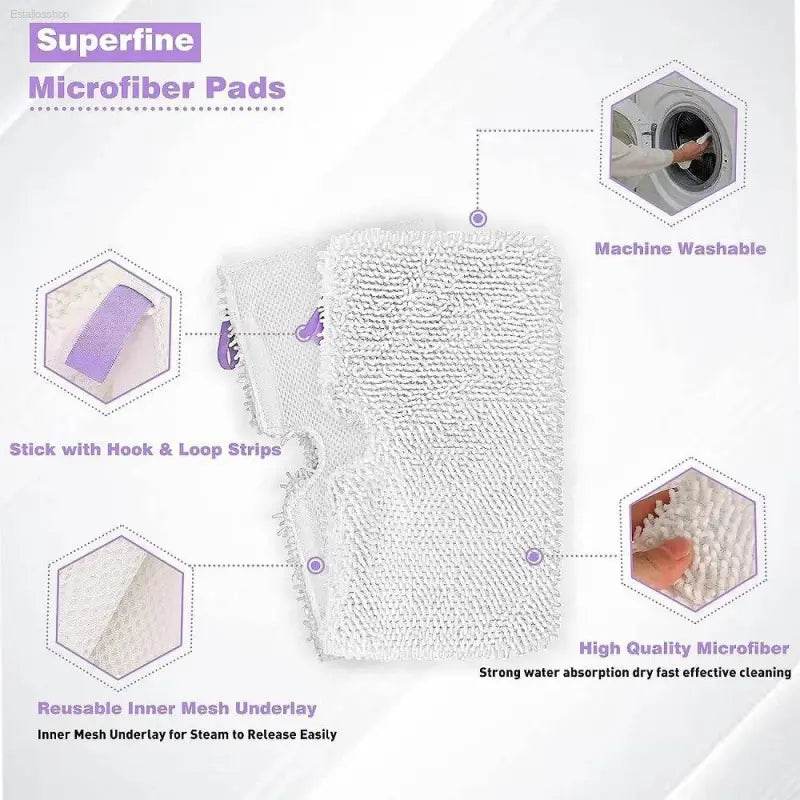 Supercharge your Cleaning: Microfiber Steam Mop Replacement Pads! **product Description** Upgrade your Cleaning Game with these Premium White Microfiber Mop Pads - Estalios