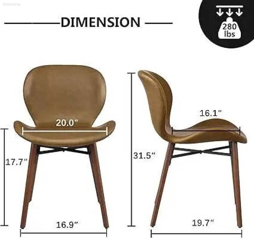 Mid Century Modern Dining Chair Set of 4 Brown Faux Leather - Estalios