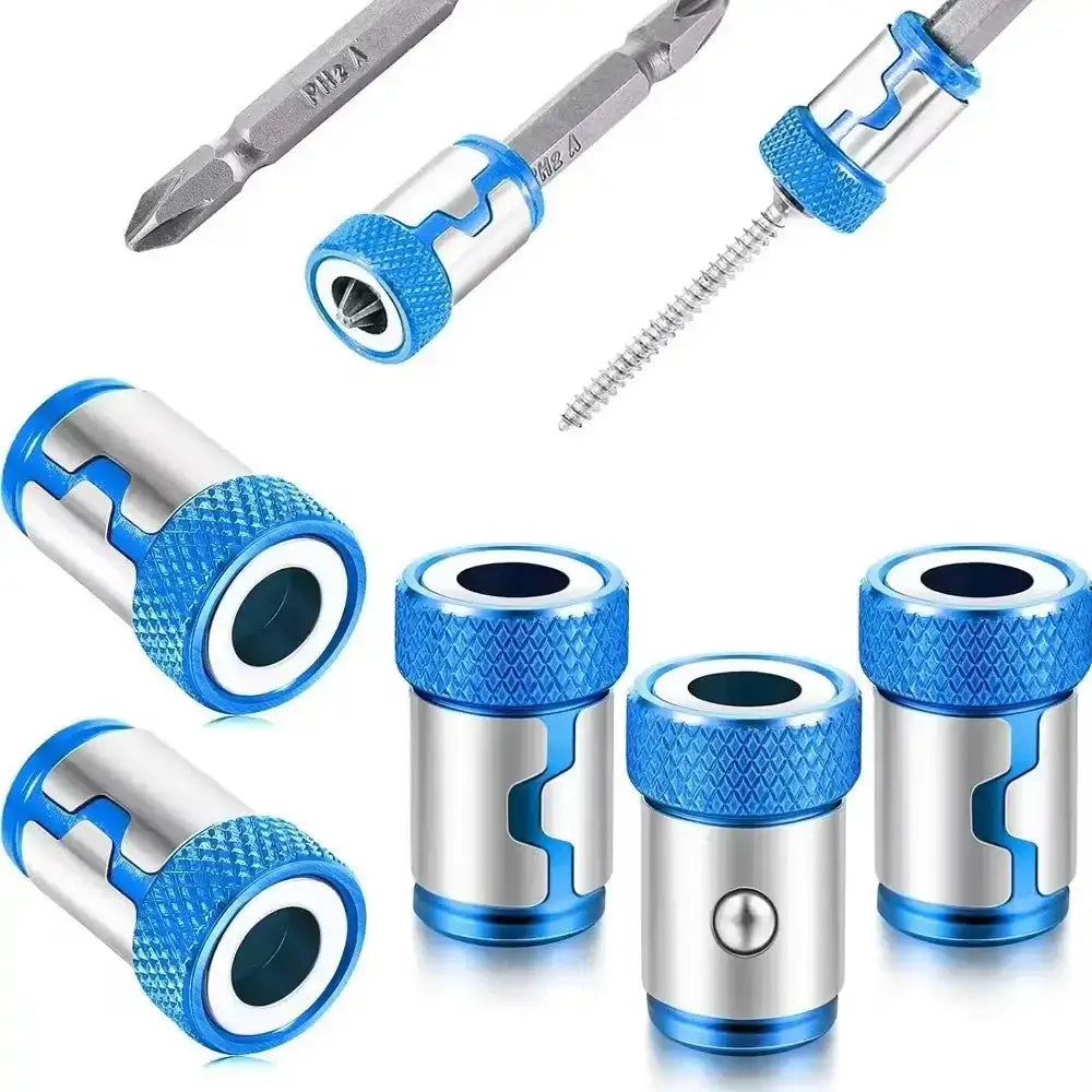 Blue and silver magnetic screwdriver bits from the Mighty Magnetic Screwdriver set