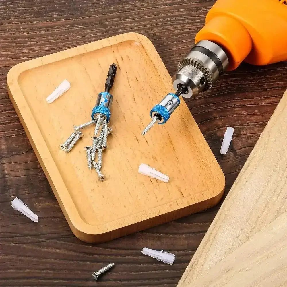 Mighty Magnetic Screwdriver Bits with a magnetic screw holder and drill in action