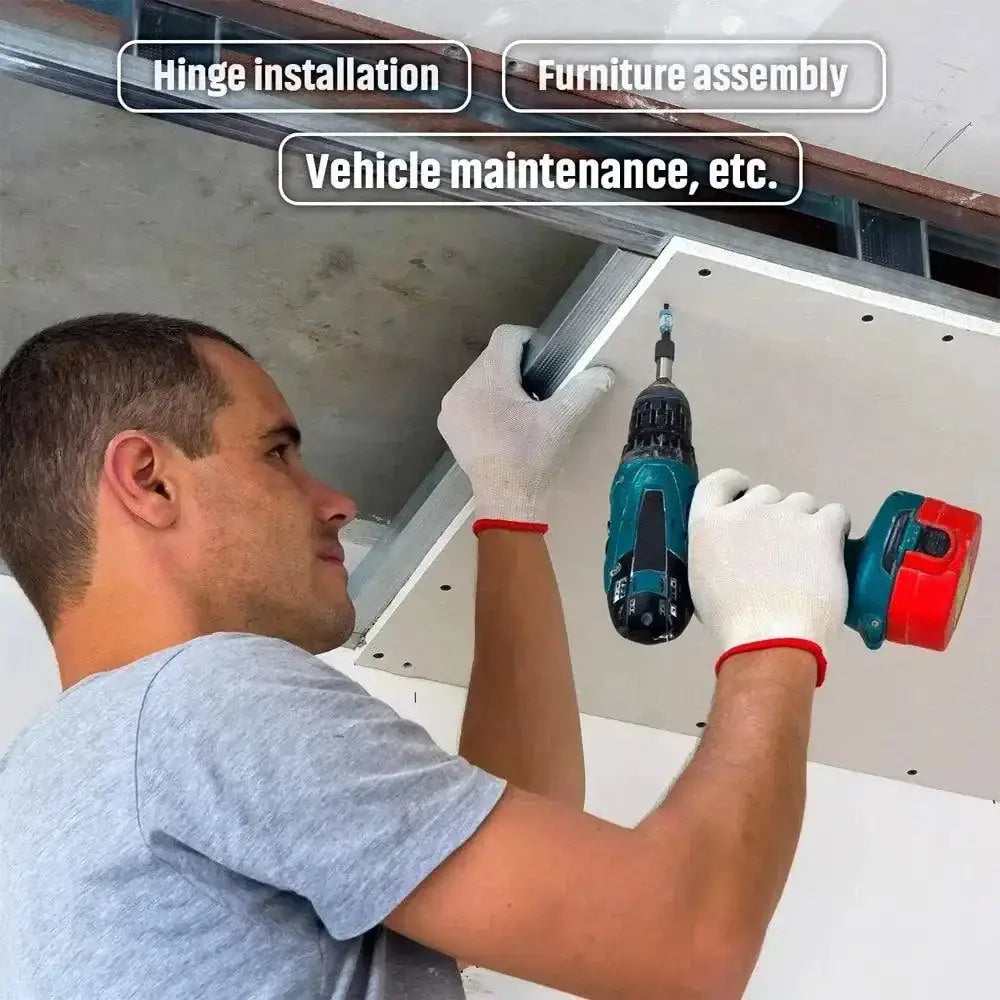 Man using a power drill with Mighty Magnetic Screwdriver Bits for easy fastening