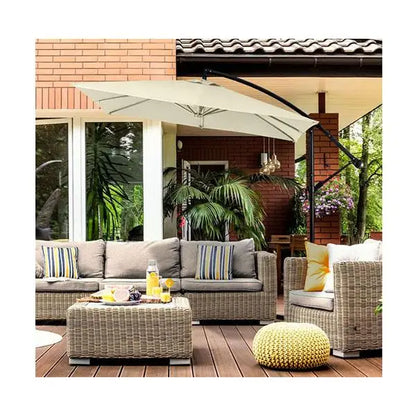 Relax with the Milano Outdoor Umbrella Cantilever Garden Shade and stylish patio furniture