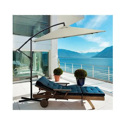 Milano Outdoor Umbrella Cantilever Garden Shade with lounge chair, perfect for relaxation