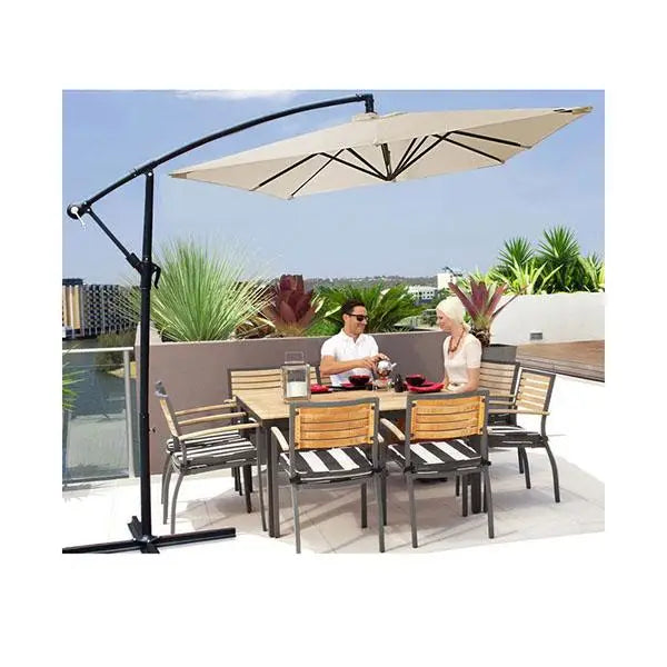 Milano Outdoor Umbrella with a stylish cantilever for cozy outdoor dining vibes