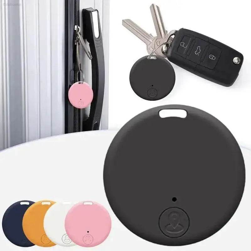 Round, colorful, Bluetooth tracker.