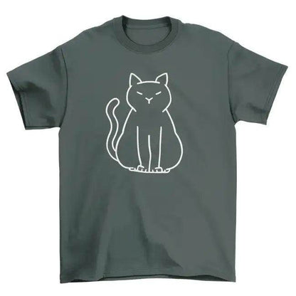 Comfy Minimalist Cat T-shirts in Blue, Black, Green - Estalios