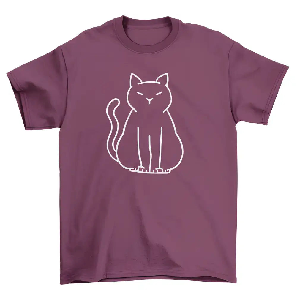 Maroon sold out Minimalist Cat T-shirt with white cat outline, also available in Forest Green