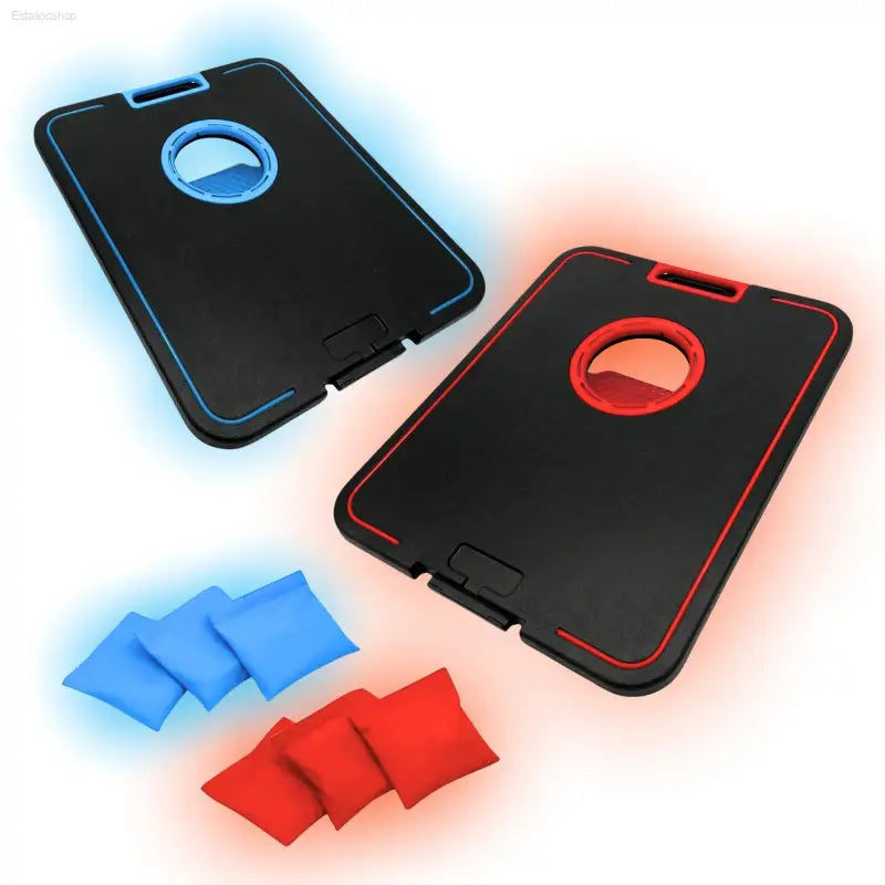 LED Cornhole Board Set - Light up Bean Bag Toss with 6 Bags, by Minnark